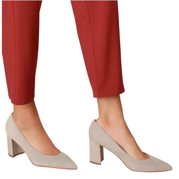 Marc Fisher Claire Gray Multi Suede Leather Pointed Toe Block Heel Pumps Size 8M - Picture 1 of 10